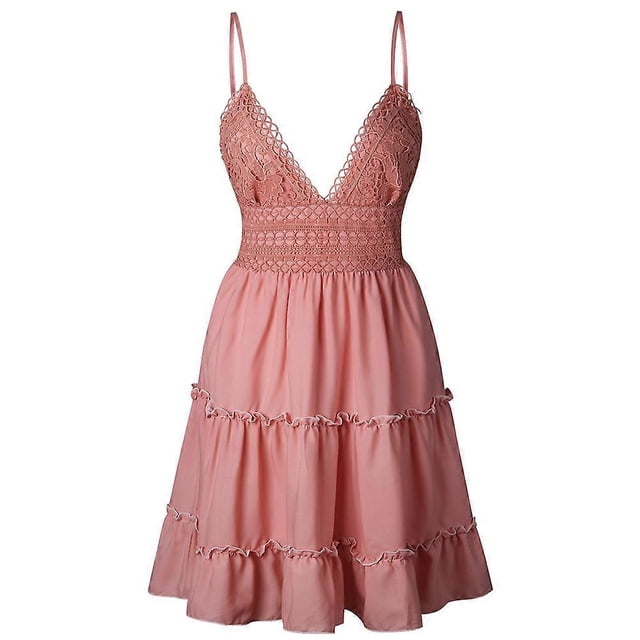 Charming Strapless Dress Beachy Women Dress L Pink for Picnic 1Pack