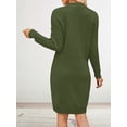 thumbnail image 6 of Women'S V Neck Long Sleeve Above the Knee Relaxed Pullover Fall Sweater Dresses Dark Green XL, 6 of 7