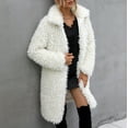 thumbnail image 3 of Winter Warm Coats for Women, Ladies Lapel Solid Color Lamb Hair Keep Long Jacket Coat, Gifts for Women White L, 3 of 8