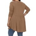 thumbnail image 5 of Baqcunre Long Sleeve Shirts For Women Women'S Long Sleeve V Neck Button Pleated Solid Color Plus Size T Shirt Top Plus Size Tops Womens Blouses Coffee XL, 5 of 7