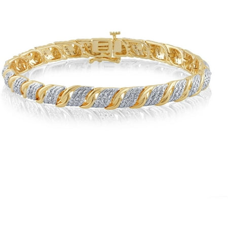 Arista Brass Fashion Diamonds Bracelet 1/4-7.5 ct. t.w. in Yellow Gold Plated