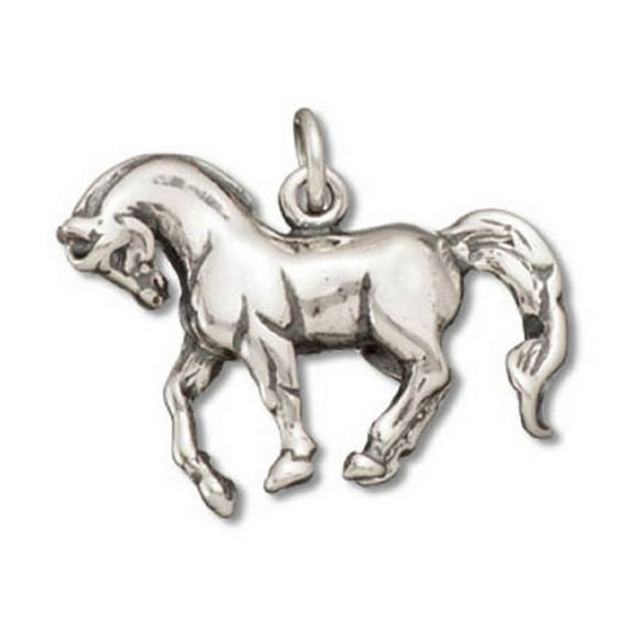 Sterling Silver 16" .8mm Box Chain 3D Proud Prancing Horse Pendant Necklace