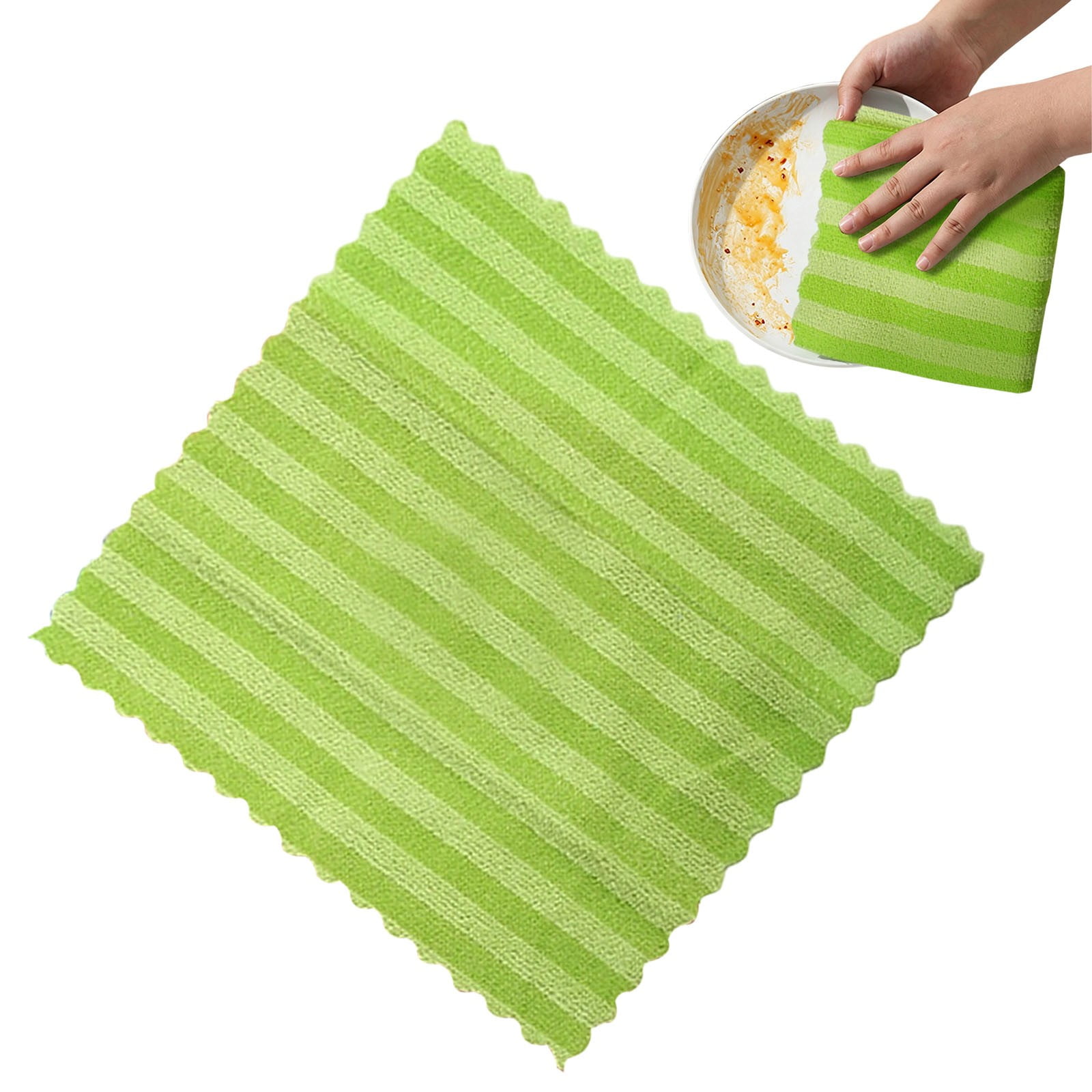 Kitchen Cleaning Microfiber Striped Cleaning Cloths Absorbent Kitchen Dish Towels Lint Free Reusable Wiping Rags for Dishes Counter 1 Rag