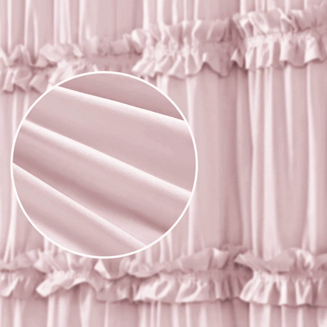 Psoiuetr Ruffle Vintage Shower Curtain Boho Farmhouse Shower Curtain for Bathroom Blush 72" L x 72" W