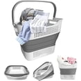 thumbnail image 1 of SHILIU-Collapsible Plastic Laundry Basket Tub Pop Up Clothes Storage Organizer, 30L(8 Gallon) Small Foldable Clothing Washing Hamper Container Bin, Space Saving Crate for Harvest, Garden, Pool, Trave, 1 of 4