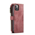 thumbnail image 3 of CaseMe Case for iPhone 14 Wallet Case for Women Men, Fashion Durable PU Leather Magnetic Flip Lanyard Strap Wristlet Zipper Card Holder Wallet Phone Case for iPhone 14 6.1-inch,Red,For iPhone 14, 3 of 12
