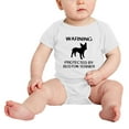 thumbnail image 2 of Warning: Protected by A Boston Terrier Dog Funny Baby Bodysuits (White,3-6 Months), 2 of 5