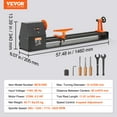 thumbnail image 4 of VEVOR Tabletop Wood Lathe, Dimensions 14x40 inches, Motor Power 0.5 HP 370W, Features Variable Speeds 885/1245/1715/2425 RPM, Includes Chisels, Faceplate, Plastic Handle, Hex Wrench, 4 of 9