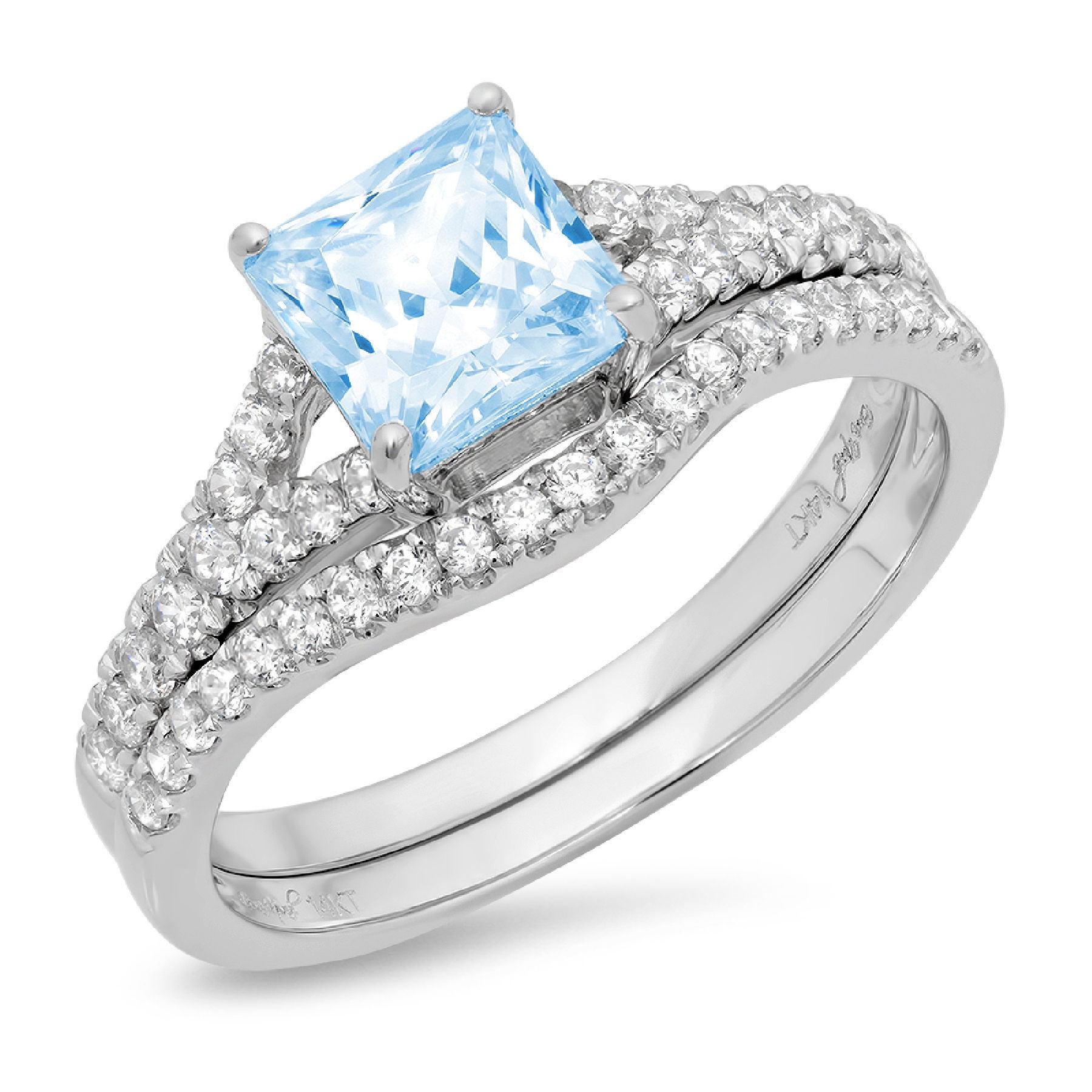 Genuine Blue Topaz White Gold Plated 925 Sterling Silver Engagement Ring 1.58ct 