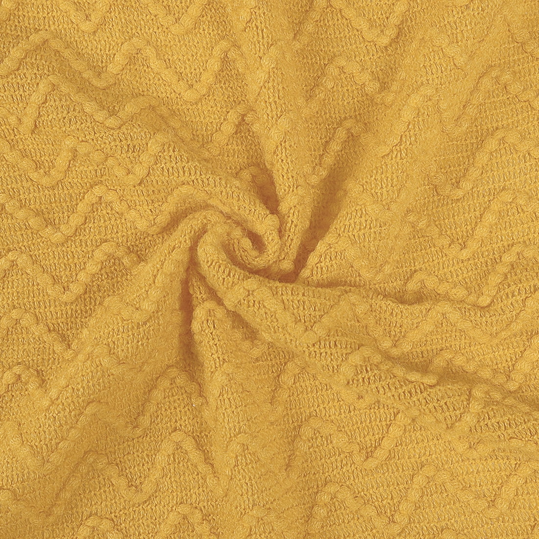 Unique Bargains Fringe Knitted Decorative Throw Blanket, 50"x 60", Yellow