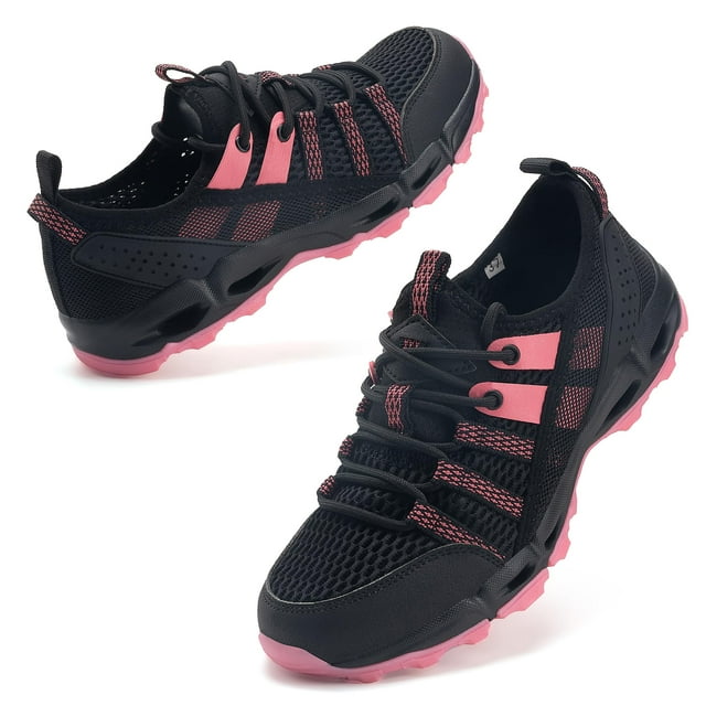 Zapatos acuáticos ziitop para mujer, senderismo al aire libre, color negro y rosa