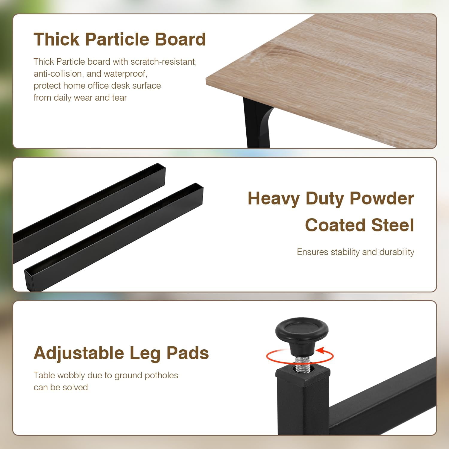 FDW 47.2 inches Computer Desk,Modern Simple Style PC Desk with Metal Frame，Nature