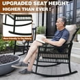 thumbnail image 4 of VEIKOUS 3-Piece Outdoor Bistro Sets with Rattan Rocking Chair and Tempered Glass Table, Cream White, 4 of 10