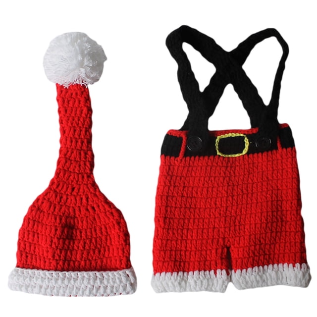 1 conjunto de adorable disfraz navideño para bebé, tejido a mano, ropa para fotografía de bebé
