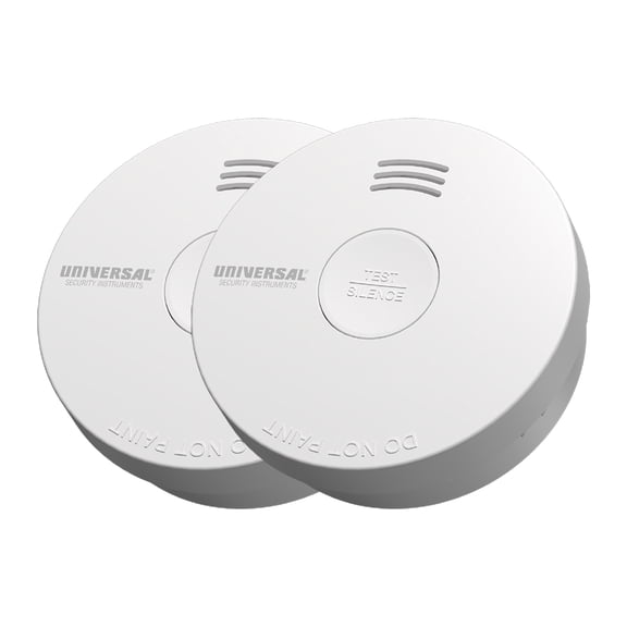 Universal Security Instruments 2 IN 1 10-Year Battery Smoke & Fire Alarm, 2-Pack