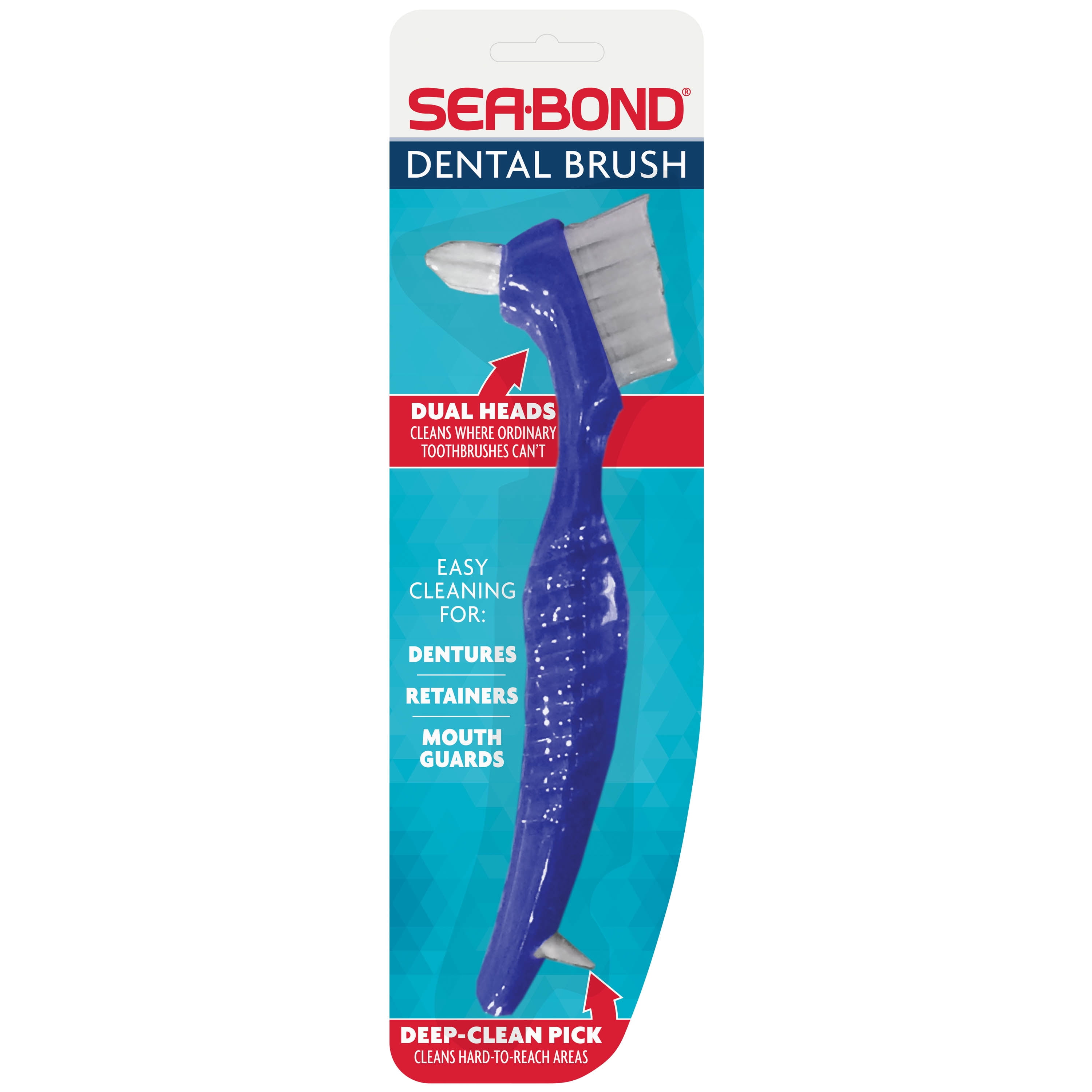 SeaBond Dental Brush with Dual Heads for Easy Cleaning of Dentures