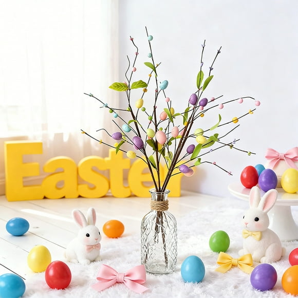 Recortes De Espuma pieza de huevos de Pascua artificiales con recortes de espuma de bayas, decoración primaveral colorida para el hogar, centros de mesa y decoraciones de interiores. JASKFLY
