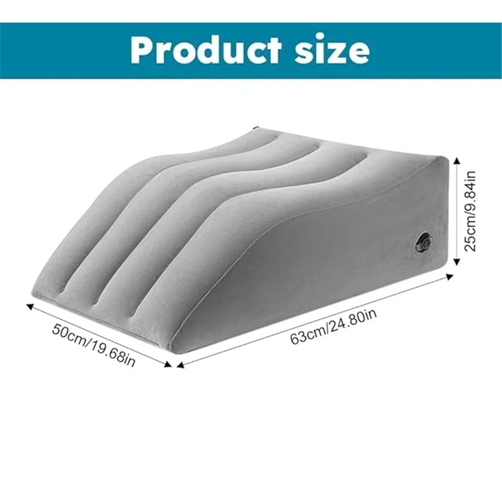 Wedge Pillow for Sleeping Inflatable Leg Elev-ation Pillow for Swelling Knee Pillow for Legs Relax Travel Wedge Pillow for Legs Foot Ankle Knee and Lower Back Pain Support(Grey+Grey storage bag)