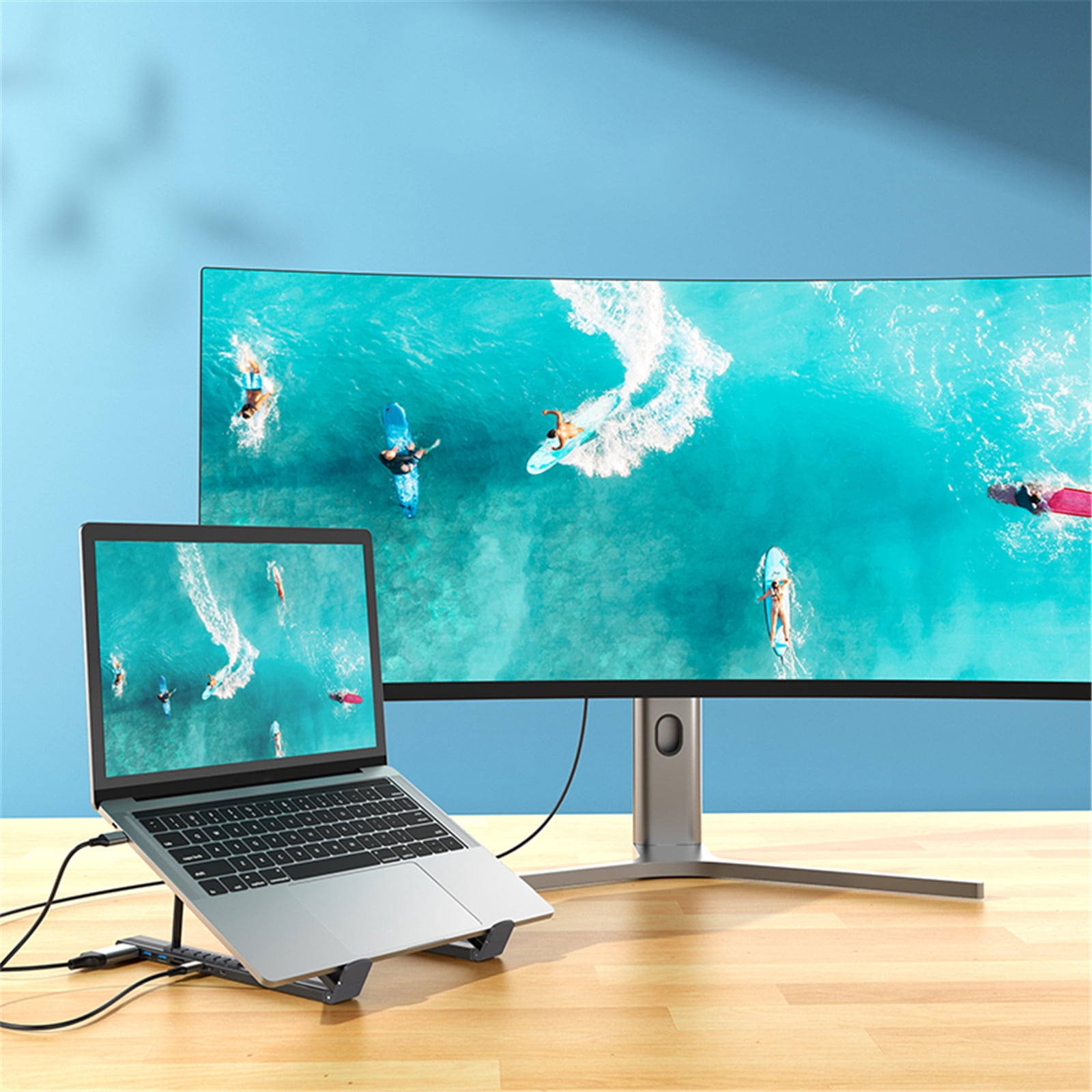 Type C Hubs with 4K, USB3.0, PD100W Charging SDTF Card Reader Multiport Connectivitys for Laptop, Desktop