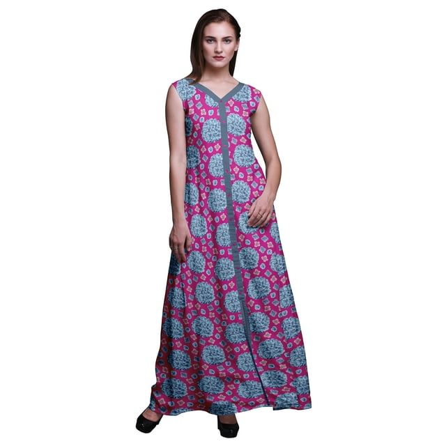 Bimba Floral Printed Front Slit Sleeveless Summer Spring Women Maxi PartyDress-XXX-Large