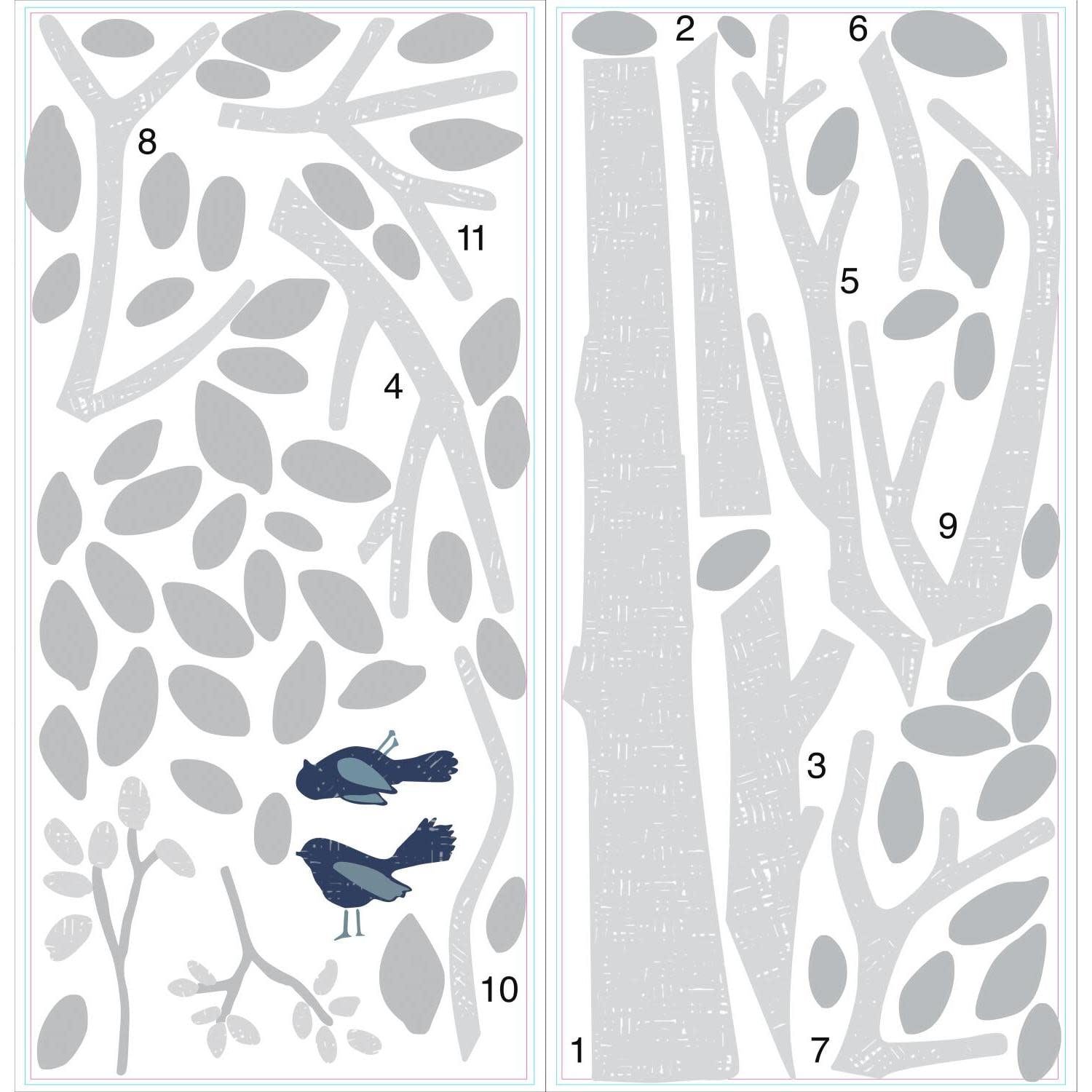 RoomMates Woodland Tree Peel and Stick Giant Wall Decals 5.85' wide x 34.6' high