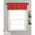 thumbnail image 3 of Watermelon Linen Curtain Valance for Bedroom/Bathroom/Kitchen/Office/Living/Dining Room Windows,Red Green Summer Fruit Black Polka Dots Rod Pocket Topper Drapes Decorative Cafe Drapery Panel 60x18, 3 of 6