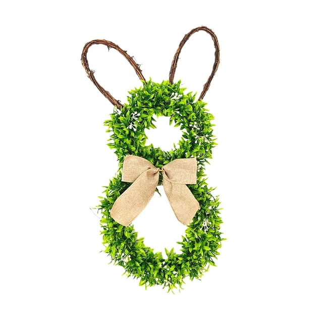 Guirnalda de Corona de Primavera de Conejo de Pascua de Ratán de 20x10 Pulgadas para Accesorios de Pasillo