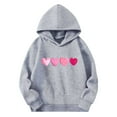 thumbnail image 4 of Atogsazn Children's Girls Valentine's Day Hoodies Kids Long Sleeve Pullover Swearshirt Loose Fit Tops Clothing 01-Gray 13-14 Years Fashion, 4 of 5