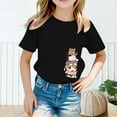 thumbnail image 2 of Curuila Kid Girls Tops Cartoon Print Crew Neck Short Sleeve Tee Summer Casual Loose T Shirt Black Size 2-4 Years, 2 of 4