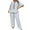 White, variant on UNITWRY Pajamas Set for Women 2 Piece PJ Sets Plus Size V-Neck Solid Color Short Sleeve Loungewear Top with Wide Legs Long Pants for Summer Sleepwear Causal Home Clothes Sleep Nightwear Outfits
