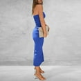 thumbnail image 4 of Fartey Womens Summer Bodycon Maxi Tube Dress Ribbed Strapless Side Slit Long Going Out Dresses Casual Elegant Solid Color Party Dresses Blue XXL, 4 of 7