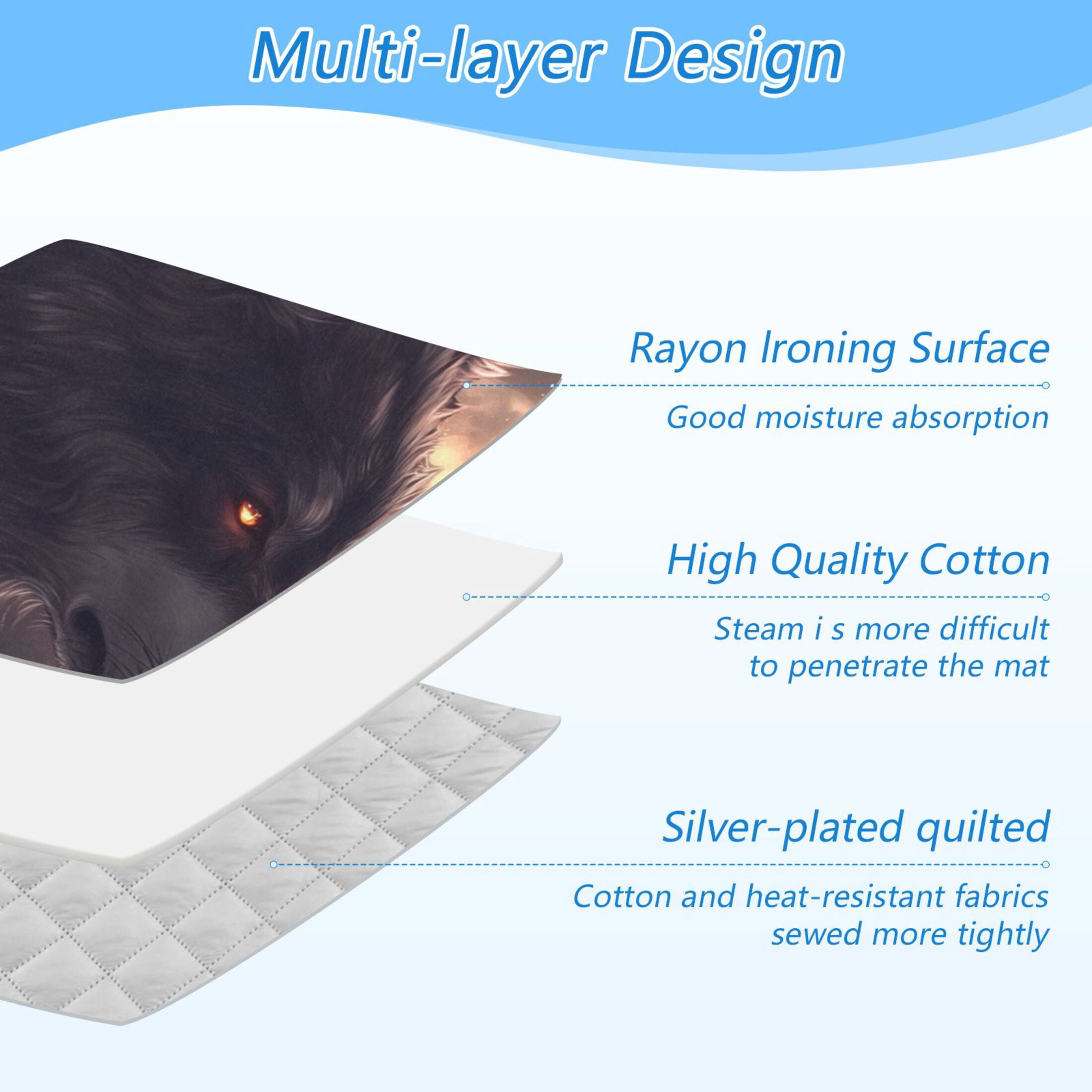 Dark Wolf Night Art Ironing Mat Blanket for Table Top Travel Portable Ironing Board Pad 47.2x27.6 Inch
