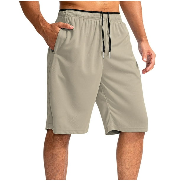 pstuiky Abreviatura para hombres, Pantalones cortos deportivos para hombre, de color liso, con cremallera y bolsillo para la playa. Pantalones cortos de golf