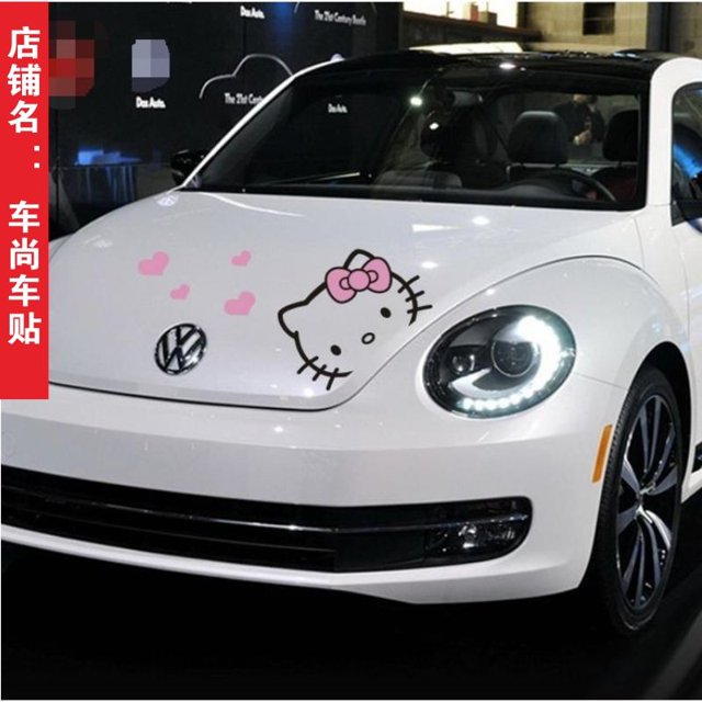 Pegatina de Hello Kitty para coche, pegatina de dibujos animados, estilo Ins, Kawaii, niñas, decoración de carrocería, impermeable, aplique de rasgado