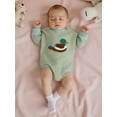 thumbnail image 5 of BemeyourBBs Newborn Baby Boy Mallard Outfit Bubble Romper Sweatshirt Spring Fall Winter Clothes Waffled Stripe Duck Embroidery Long Sleeve Jumpsuit, 5 of 8
