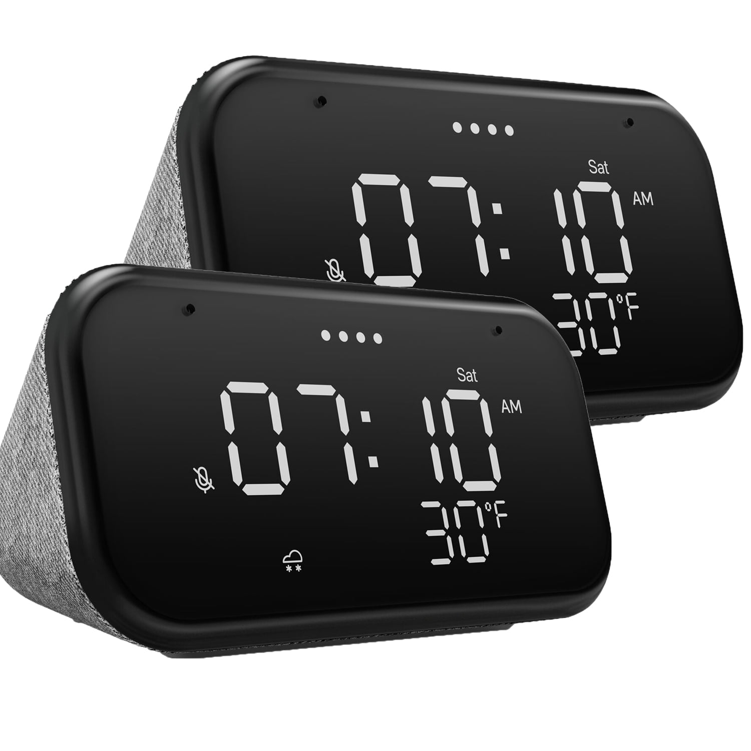 Restored 2 Pack Lenovo Smart Clock Essential Speaker LED Nighlight