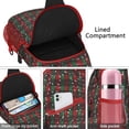 thumbnail image 4 of Sling Backpack,Red and Green Plaid Christmas Snow Pattern Sling Bag with Water Bottle Holder,Waterproof Sling Bag for Men/Women with Headphone Jack for Hiking,Travel, 4 of 6