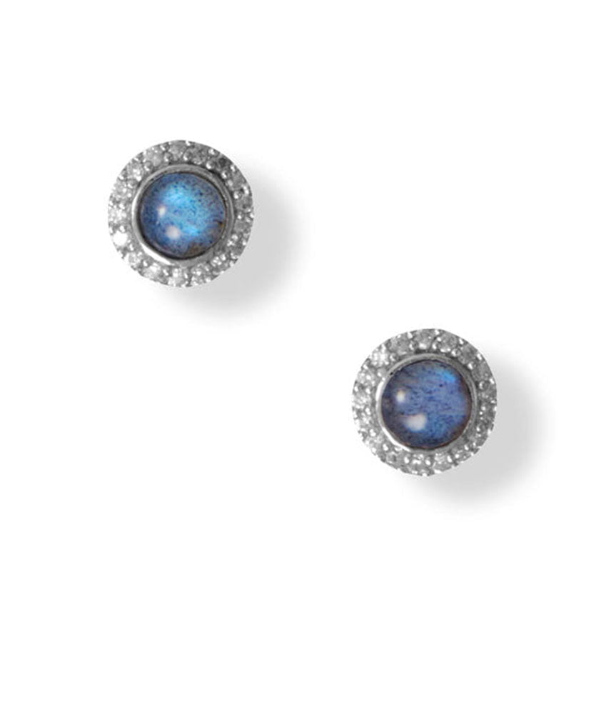 925 Silver Deco Studs Earrings LABRADORITE & More Gemstones Variation To Choose 
