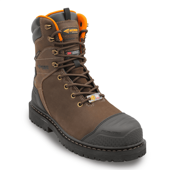 Avenger Work Boots Hammer MAX Tall Insulated - 8" 600 Gram - Men's - CN|EH|PR|WP|IN|HR|SR|B&W - Brown - Size: 9 - D - (Regular)