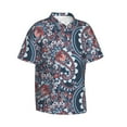 thumbnail image 2 of Hawaiian Shirt For Men, Red Blue White Paisley Mens Button Down Short Sleeve Shirt, Summer Beach Shirts For Men, 2 of 2