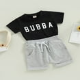 thumbnail image 3 of Newborn Baby Boy Summer Short Set Short Sleeve Bubba T-Shirt Elastic Waist Shorts 2Pcs Outfits Suit White Blue 6-12 Months, 3 of 8