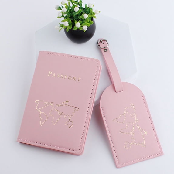 Portable Mr&Mrs Couples Travel Supplies Passport ID Case Card package Suitcase Label Luggage Tag PINK