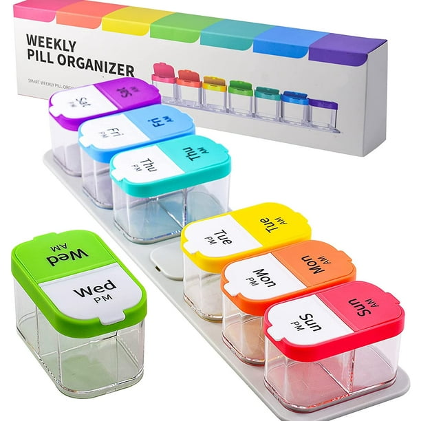 Bonlting Extra Large Weekly Pill Organizer 2 Times A Day, 7 Day Am Pm