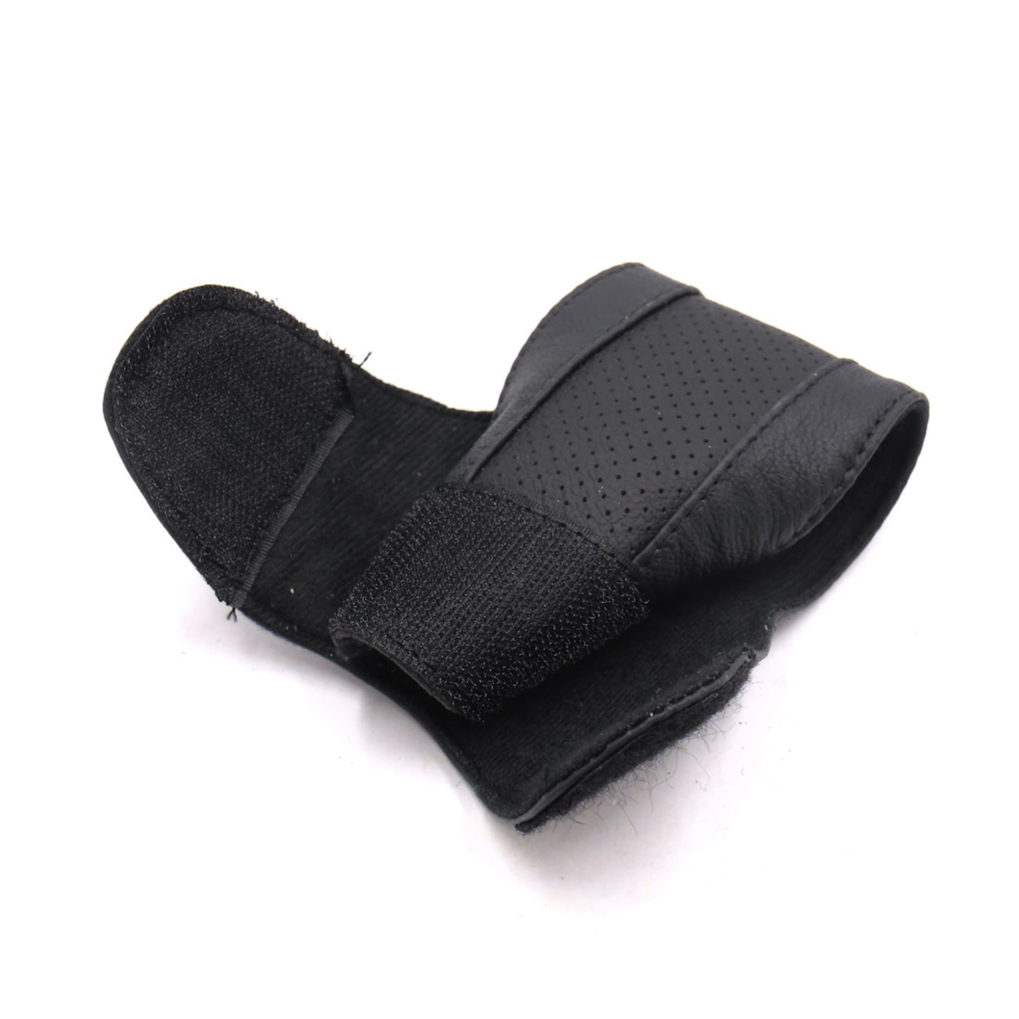 4pcs Faux Leather Hoop Loop Fastener Car Gear Shift Knob Protective Cover Black