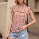 thumbnail image 5 of Blusa de mujer Irfora Blusa de mujer con estampado de margaritas, ribete de volantes, cuello con volantes, manga casquillo, ojo de cerradura, espalda, blusas sueltas informales Irfora Blusa de mujer, 5 of 7