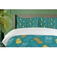 thumbnail image 3 of Ambesonne Teal Green Duvet Cover Set, Modern Summer Pineapples, 2-Calking, Teal Apricot Pale Orange, 3 of 6