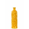 thumbnail image 1 of Urban Trends Collection 24457 Ceramic Round Cylindrical Vase With Neck & Wrinkled Sides- Medium - Yellow, 1 of 2