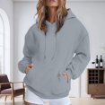 thumbnail image 4 of Women's Shoulder Hooded Sweatshirt Fleece Lined Winter Warm Pullover Candy Colors Soft Polyester Fabric, 4 of 9