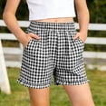 thumbnail image 4 of KyCheLot Girls Summer Shorts Dailywear Plaid Elastic High Waist Comfy Casual Shorts with Pockets 5-16 Years, 4 of 6