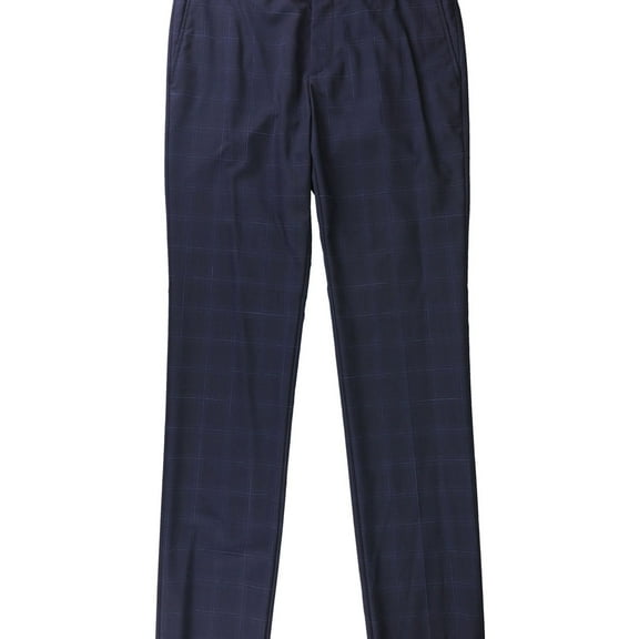 Theory Mens Spacedye Grid Dress Pants Slacks, Blue, 36W x UnfinishedL